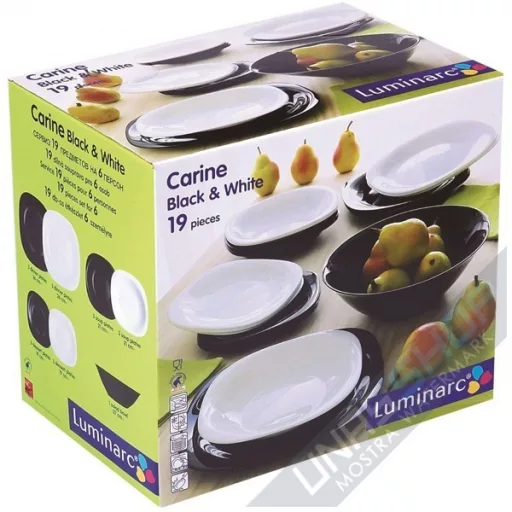 Serviciu de masa Luminarc Carine, 19 piese, Alb/Negru