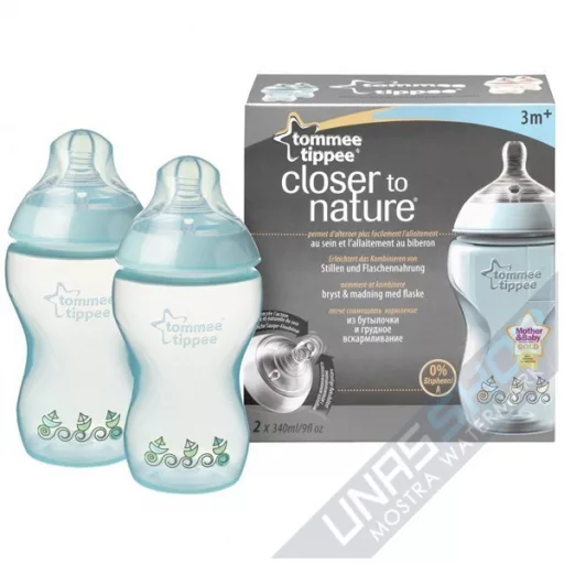 Biberon decorat Tommee Tippee PP, 2 buc, 340 ml, Bleu