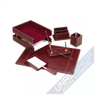 Set birou piele 7 piese grena