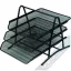 Set 3 tavi documente Metal Mesh negru