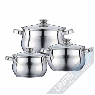 Set 3 Oale Peterhof din Inox cu Capac din Sticla Apollo