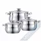 Set 3 Oale Peterhof din Inox cu Capac din Sticla Apollo