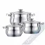 Set 3 Oale Peterhof din Inox cu Capac din Sticla Apollo