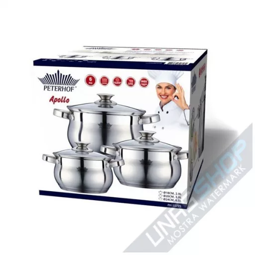 Set 3 Oale Peterhof din Inox cu Capac din Sticla Apollo