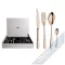 Set tacam, Novecento Oro Rosa PVD, 24 pers, cutie lemn